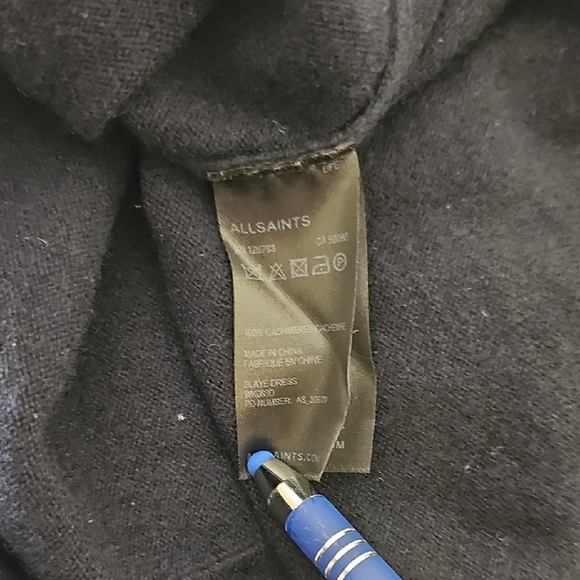 All Saints Black short Sleeve 100% Cashmere Dress Size 4 - Picture 11 of 15